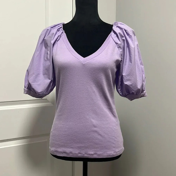 a love a Tops - a loves a Women's Purple Stretchy Soft Top Puffy Sleeves Blouse size M